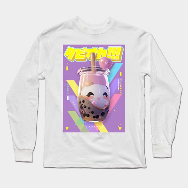 Lucky Korean Milktea Bubble Tea - Tapioka Collection | Kawaii Aesthetic Anime Bubble Tea 3D Pop Art Design | PROUD OTAKU Long Sleeve T-Shirt by PROUD OTAKU